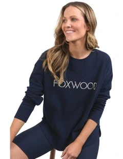Simplified Metallic Crew Sweatshirt in Navy