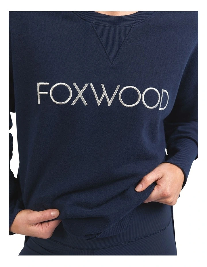 Simplified Metallic Crew Sweatshirt in Navy image 5