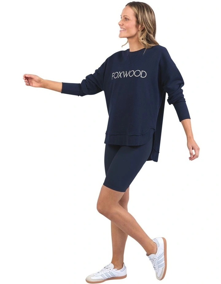 Simplified Metallic Crew Sweatshirt in Navy image 6