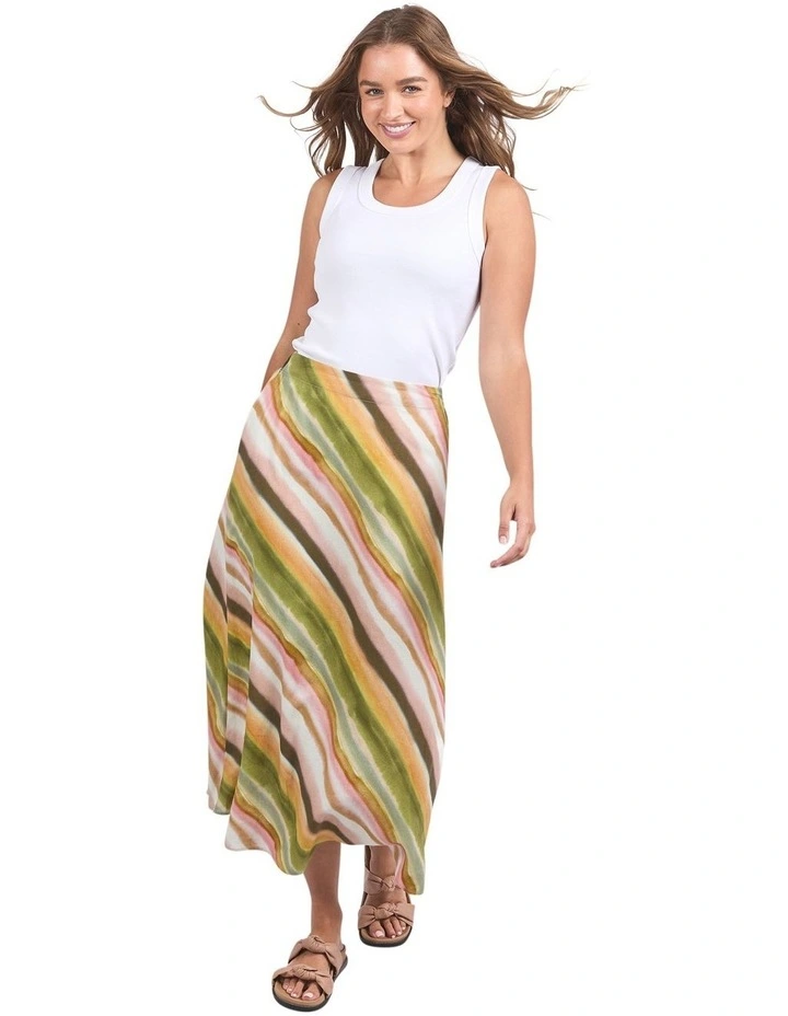 Horizon Print Slip Skirt in Multi image 3