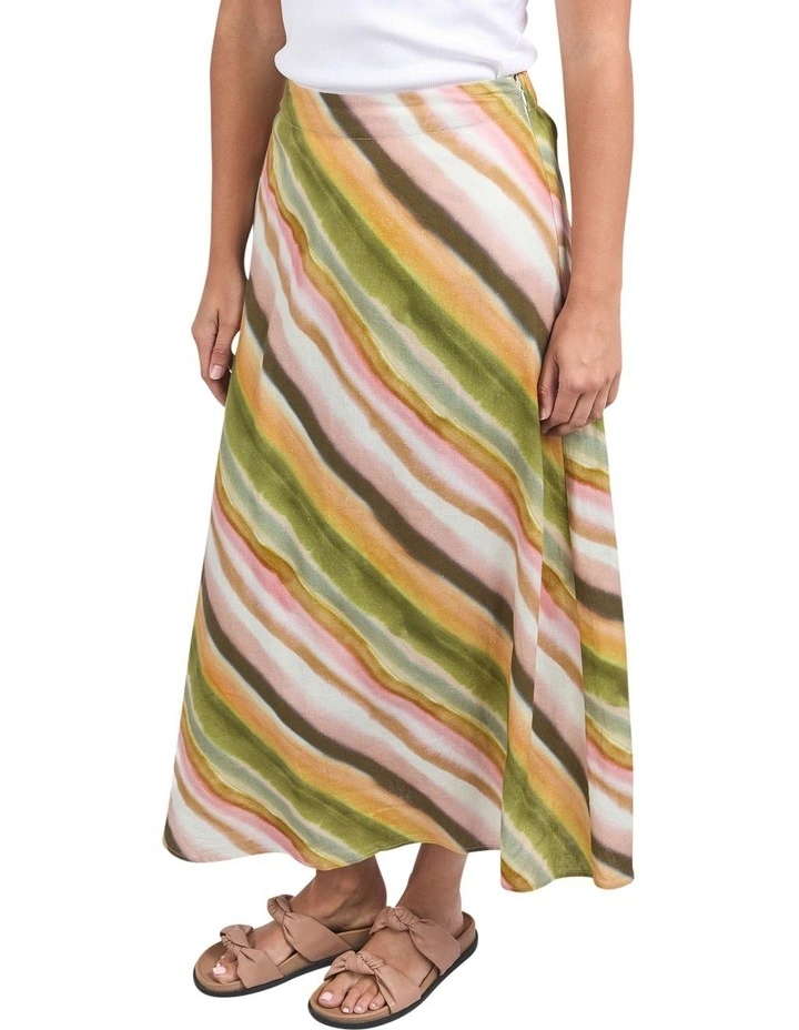Horizon Print Slip Skirt in Multi image 4