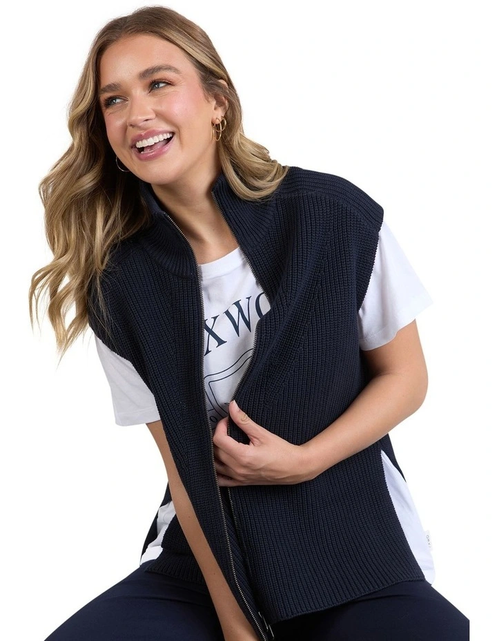 Zip Knit Vest in Navy image 1