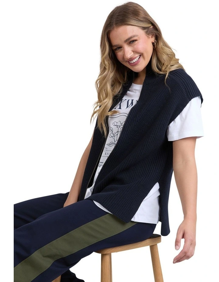 Zip Knit Vest in Navy image 4