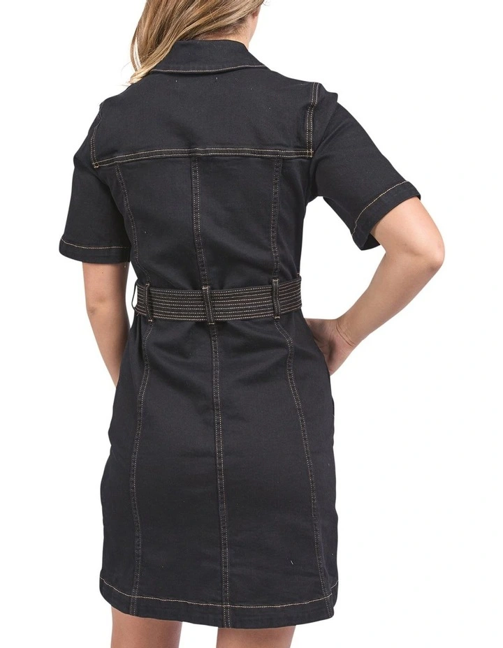 Riva Denim Dress in Black image 2