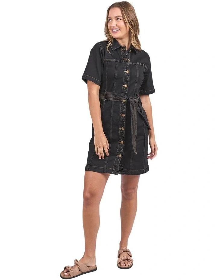 Riva Denim Dress in Black image 3