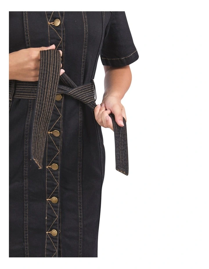 Riva Denim Dress in Black image 5