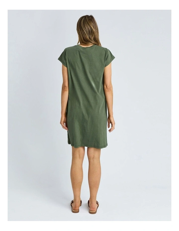 Signature Embroidery Tee Dress in Khaki image 2