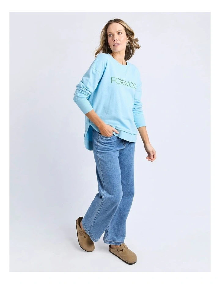 Simplified Metallic Crew Jumper in Light Blue/Lime image 6