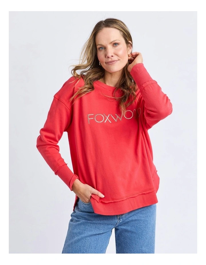 Simplified Metallic Crew Jumper in Red image 1