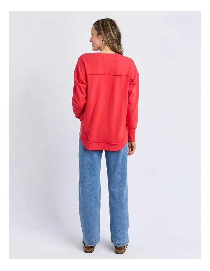 Simplified Metallic Crew Jumper in Red image 2