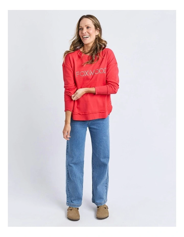 Simplified Metallic Crew Jumper in Red image 3