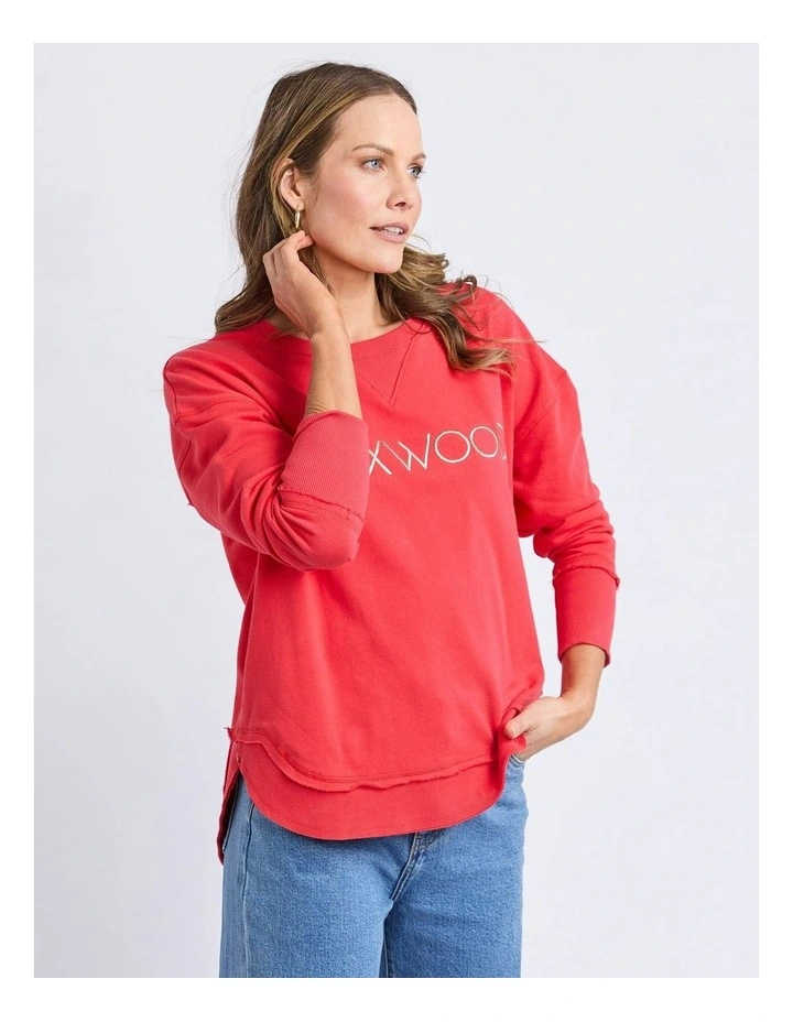 Simplified Metallic Crew Jumper in Red image 4