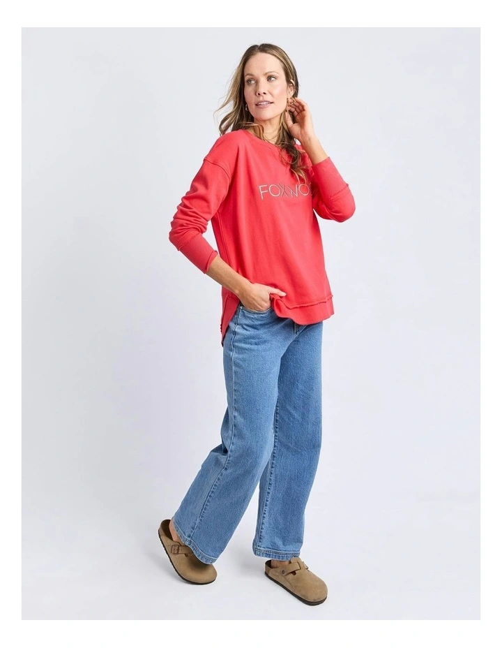 Simplified Metallic Crew Jumper in Red image 6