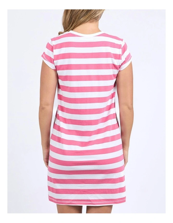 Signature Stripe Tee Dress in Hot Pink/White image 2