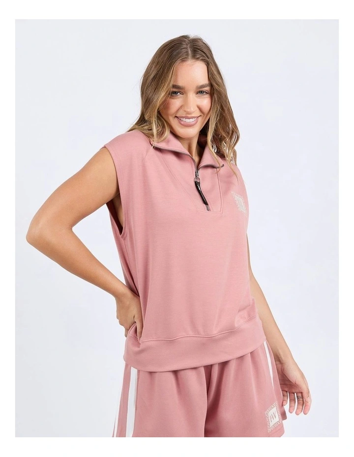 Layla Zip Vest in Dusty Rose image 1