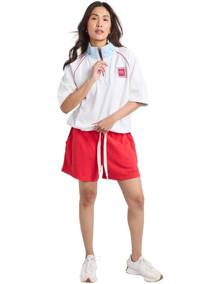 Piped Zip Crew Neck Jacket in Vintage White image 3