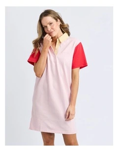 Mixed Rugby Dress in Pale Pink