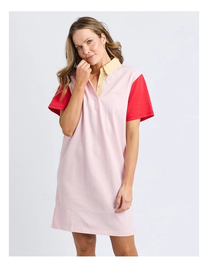 Mixed Rugby Dress in Pale Pink image 1