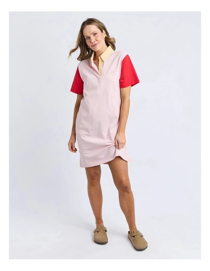 Mixed Rugby Dress in Pale Pink image 2