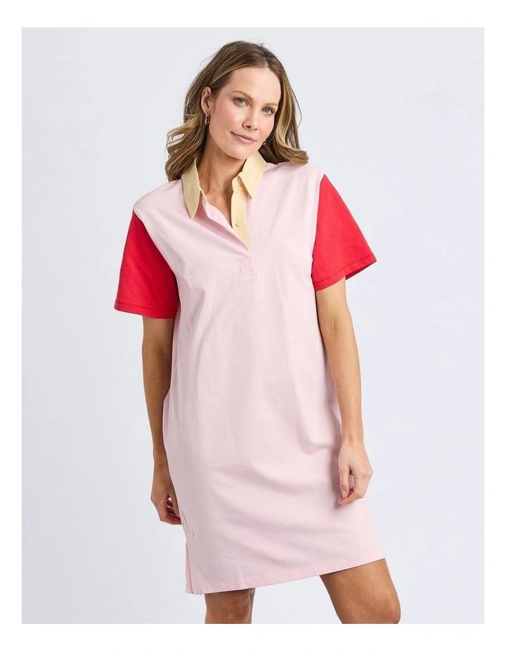 Mixed Rugby Dress in Pale Pink image 3