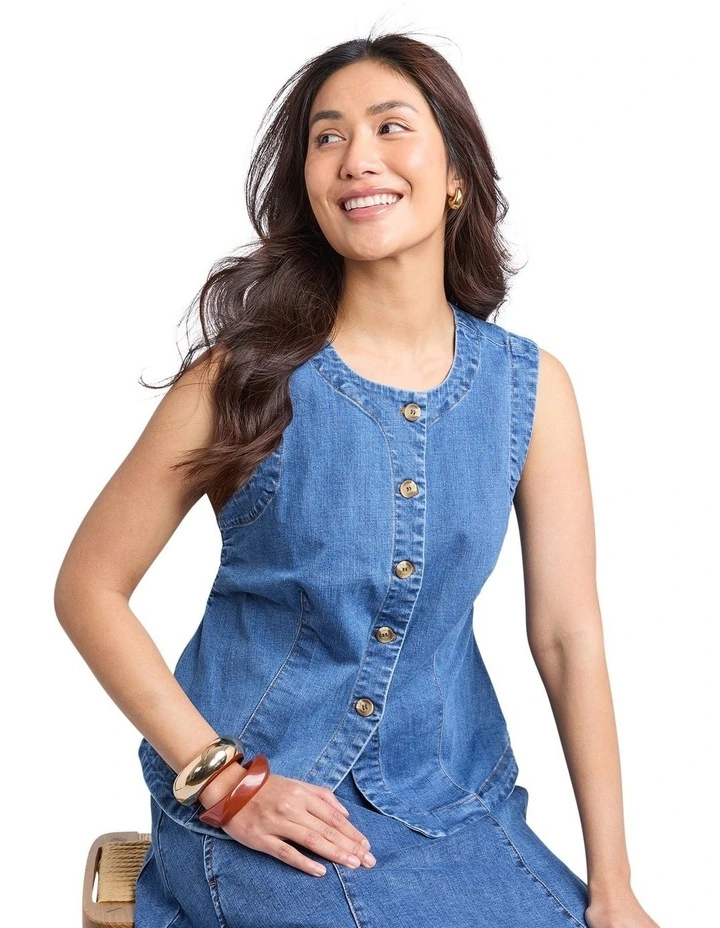 Abbott Vest in Mid Blue image 3