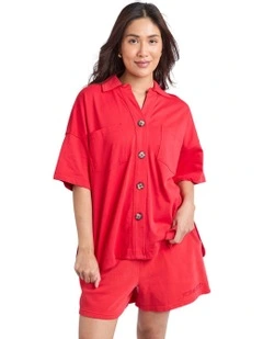 Pop-Over Shirt in Red