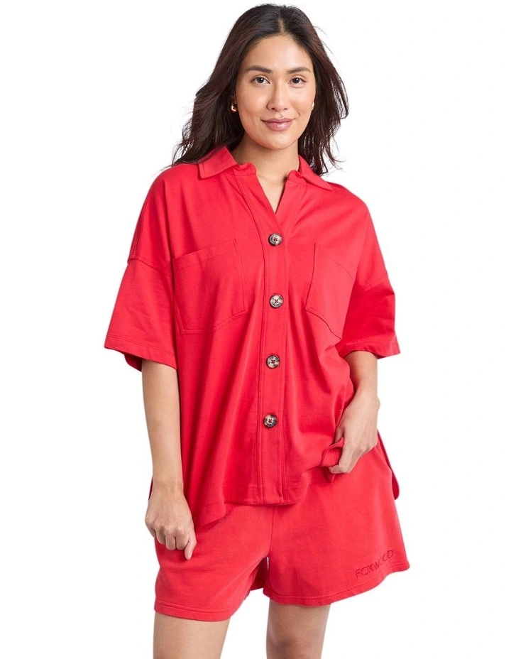 Pop-Over Shirt in Red image 1