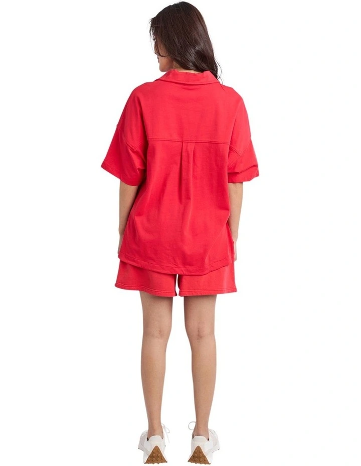Pop-Over Shirt in Red image 2