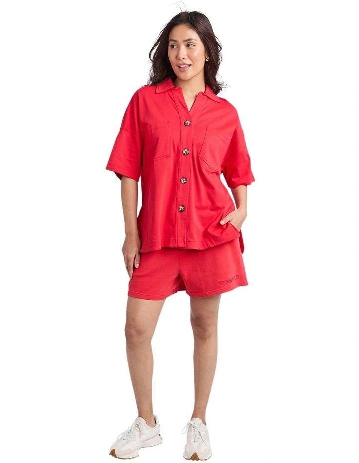 Pop-Over Shirt in Red image 3