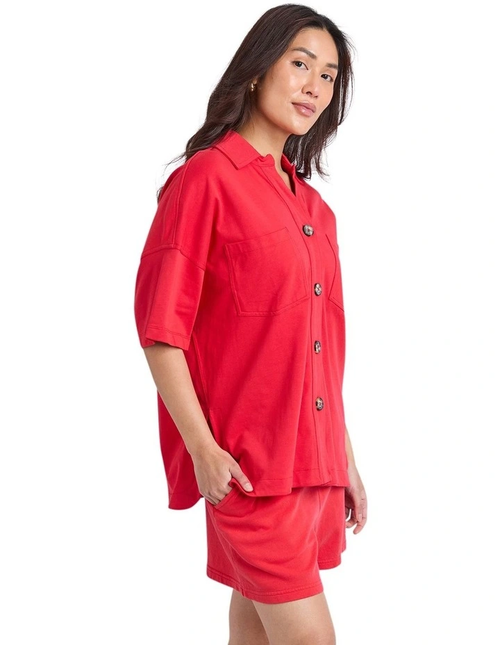 Pop-Over Shirt in Red image 4