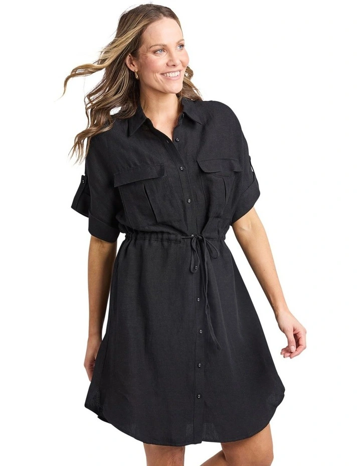 Willow Shirt Dress in Black image 4