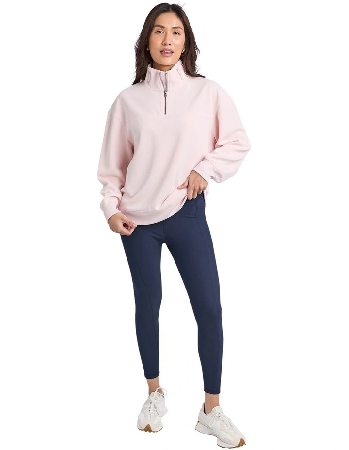 Luxe Zip Crew Blossom Top in Pink image 3