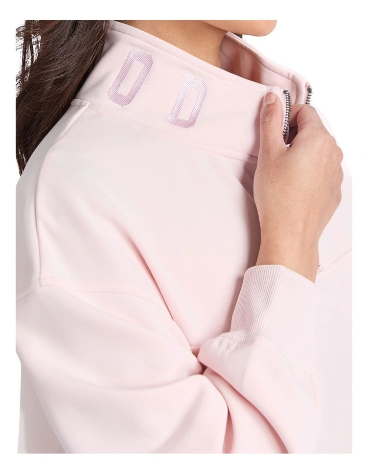 Luxe Zip Crew Blossom Top in Pink image 5