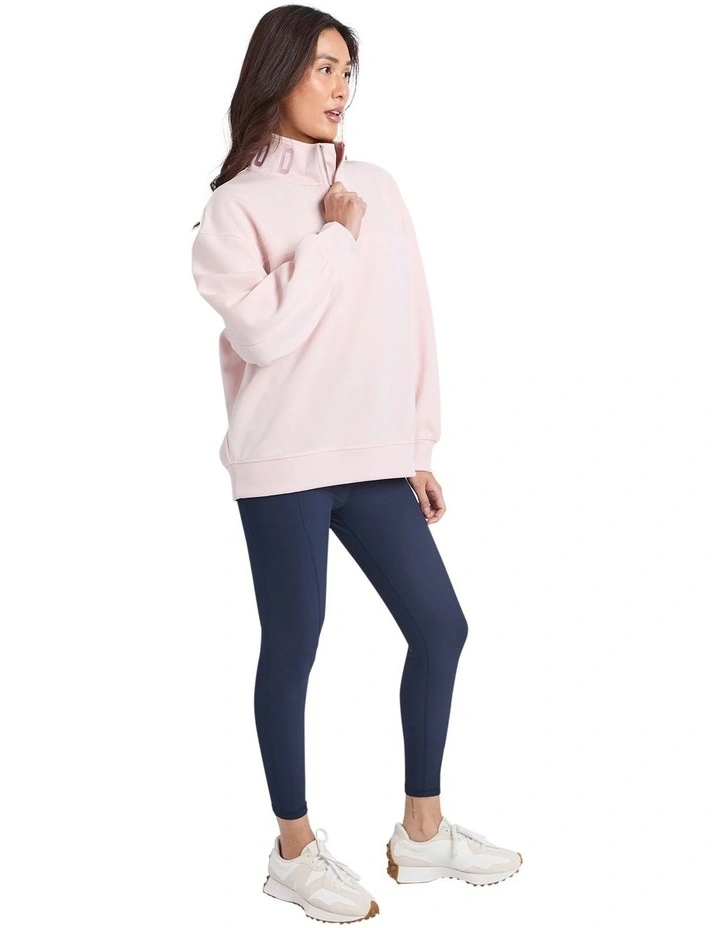 Luxe Zip Crew Blossom Top in Pink image 6