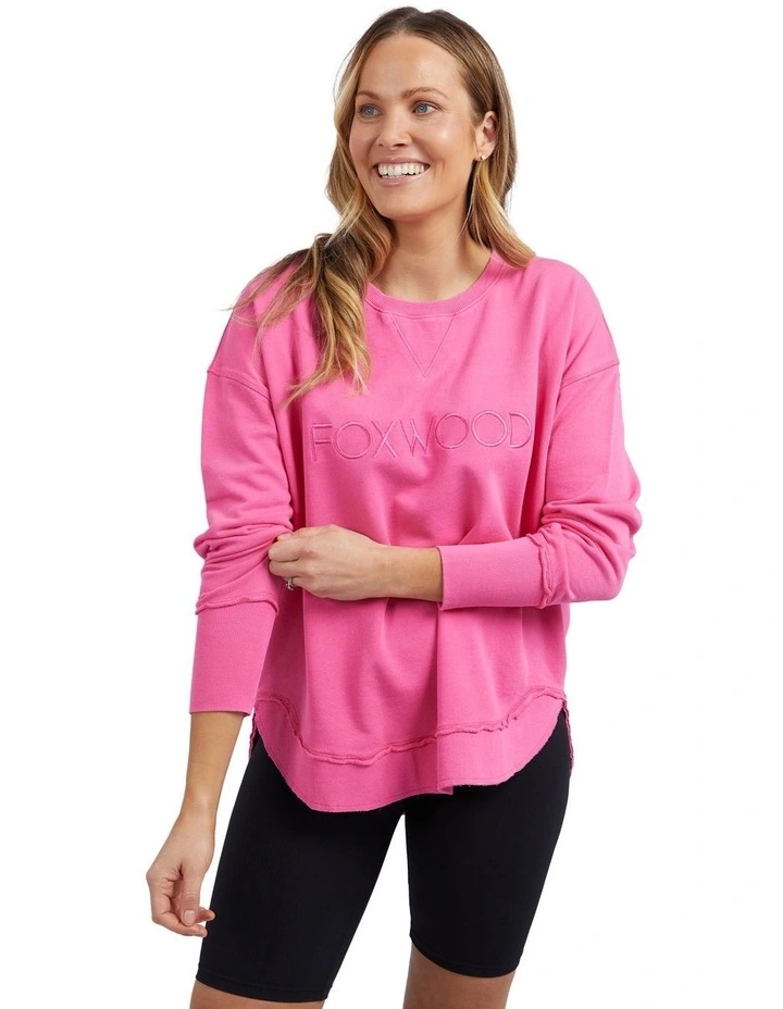 Simplified Crew Jumper in Bright Pink image 1