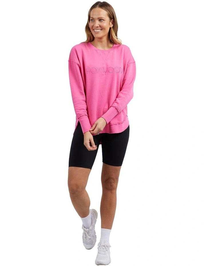 Simplified Crew Jumper in Bright Pink image 3