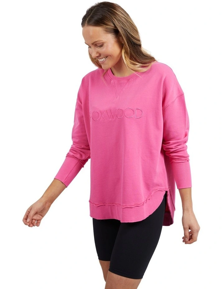 Simplified Crew Jumper in Bright Pink image 4