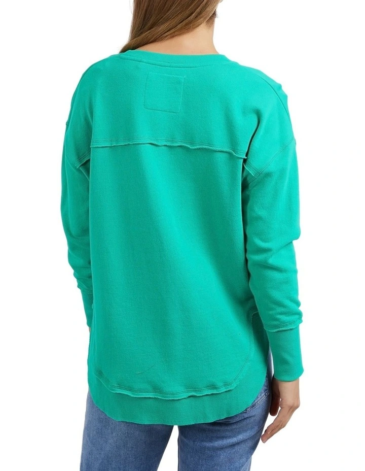 Simplified Metallic Crew Jumper in Bright Green image 2