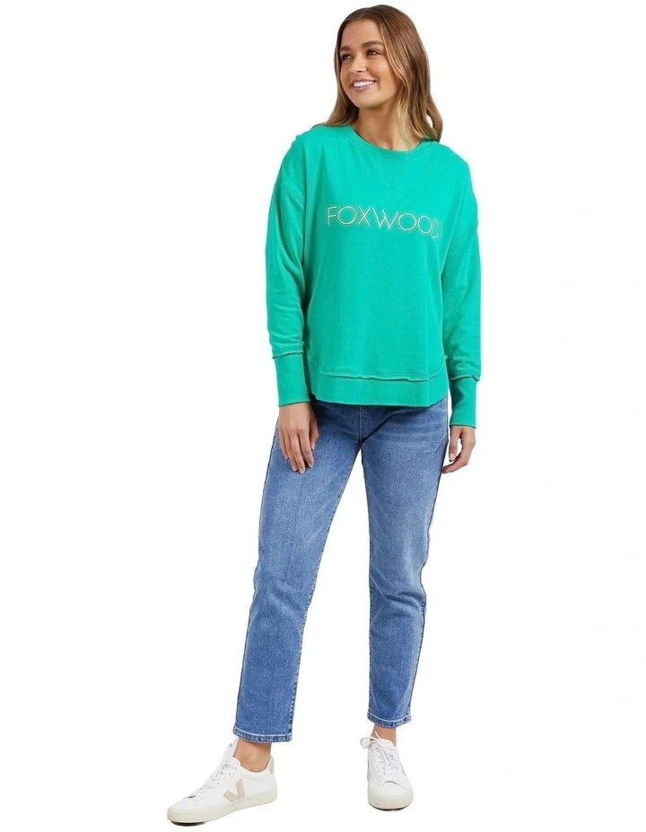 Simplified Metallic Crew Jumper in Bright Green image 3