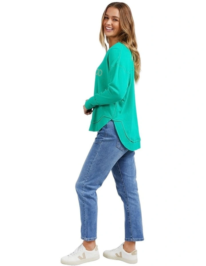 Simplified Metallic Crew Jumper in Bright Green image 6