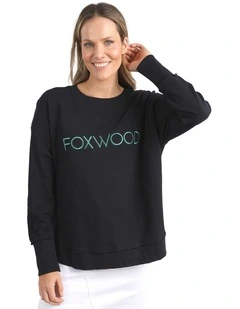 Simplified Metallic Crew Neck Jumper in Black