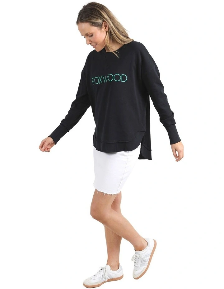 Simplified Metallic Crew Neck Jumper in Black image 6