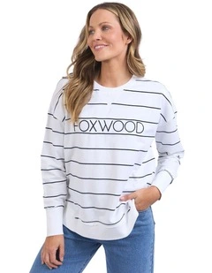 Classic Stripe Simplified Crew Neck Jumper in White