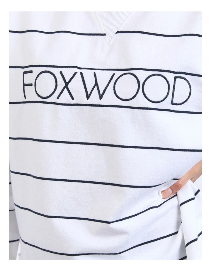 Classic Stripe Simplified Crew Neck Jumper in White image 5