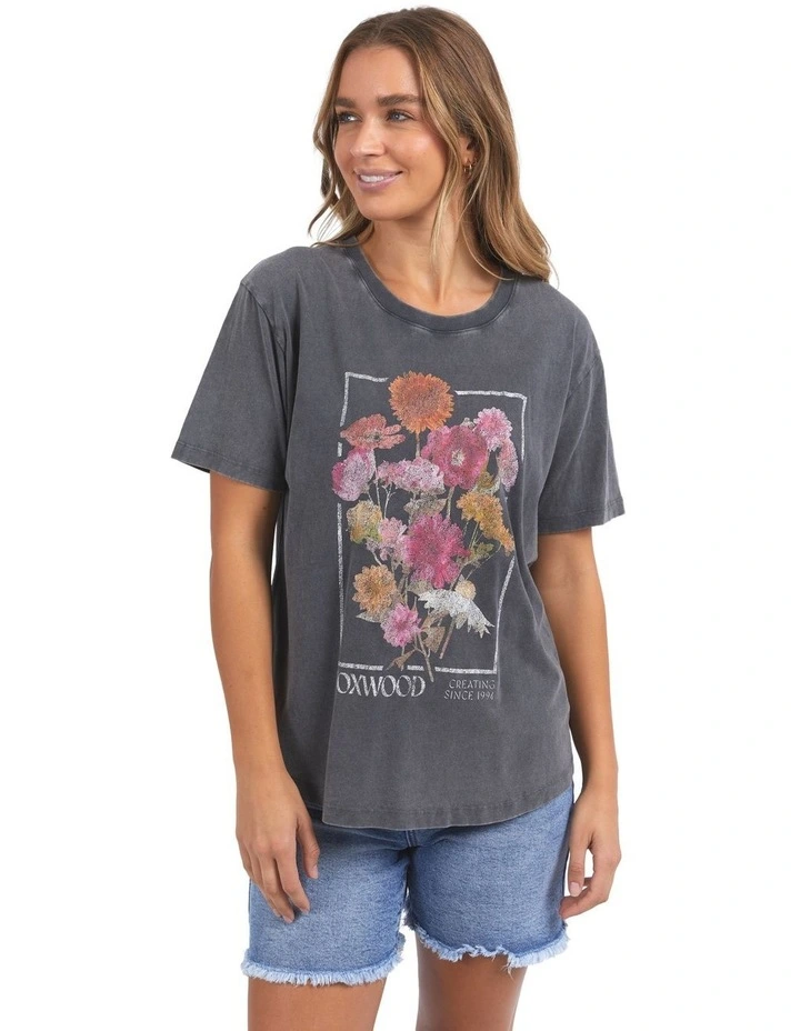 In Bloom Tee in Washed Black image 1