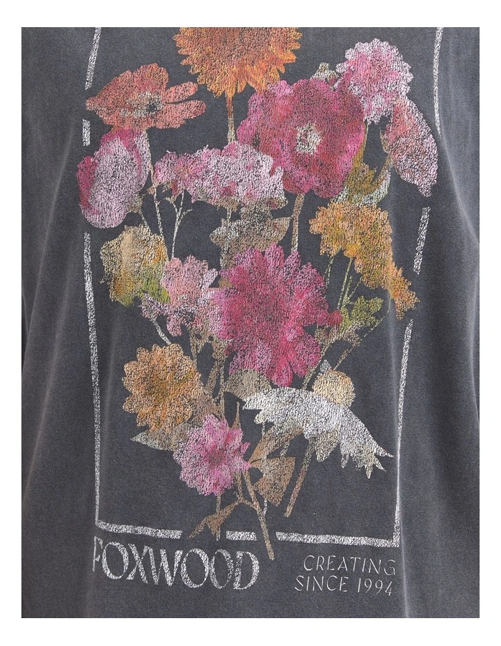 In Bloom Tee in Washed Black image 5