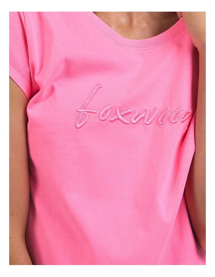 Signature Embroidery Tee Dress in Neon Rose image 5