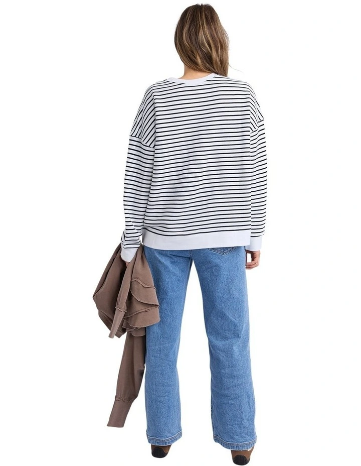 Original Stripe Crew Jumper in White/Black image 2