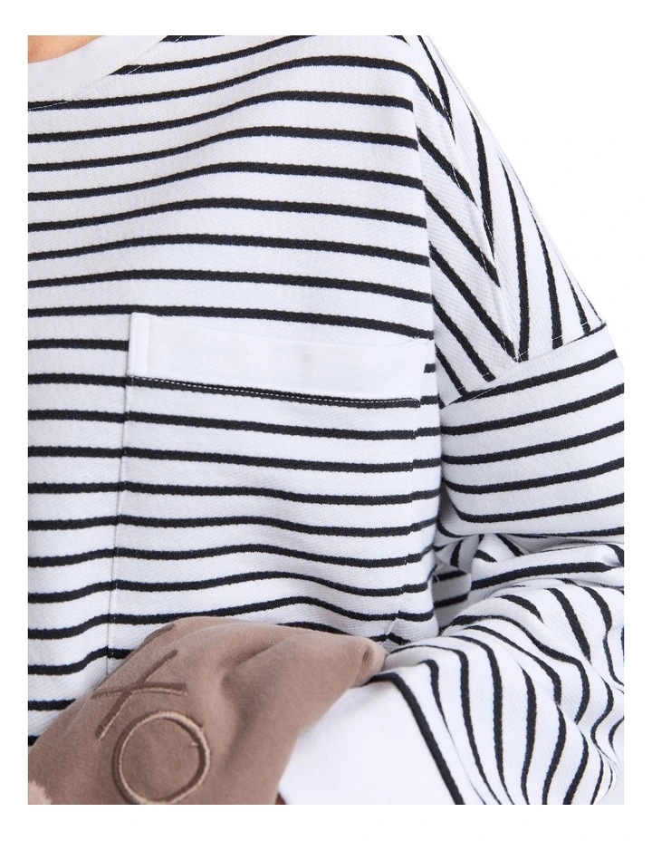 Original Stripe Crew Jumper in White/Black image 5