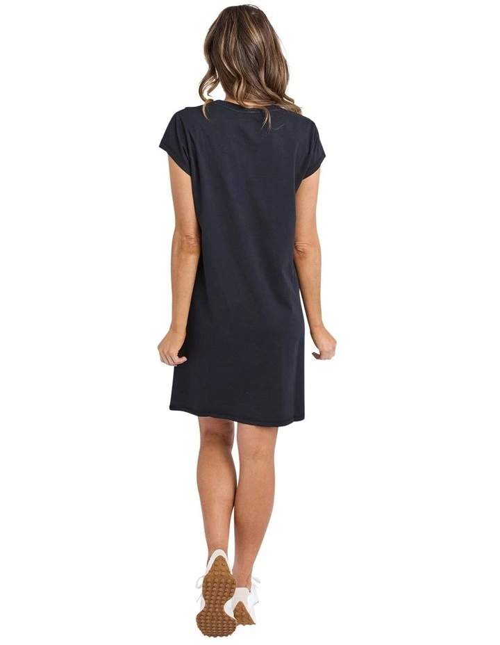 Signature Embroidery Tee Dress in Black image 2